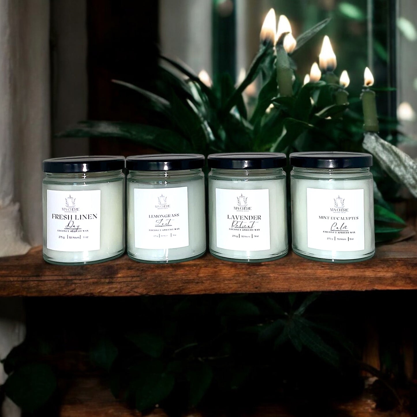 Zen Candle Gift Set – Lemongrass, Fresh Linen, Mint Eucalyptus, Lavender